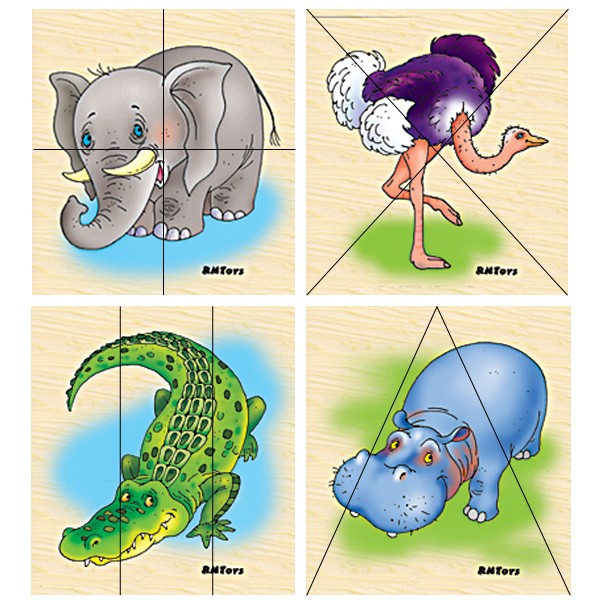 Деревянная игра Африканские животные (карт.разр.) (RNToys) Д-074