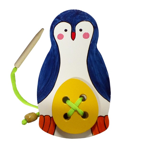 Деревянная игра Пингвин с яйцом шнуровка (RNToys) Ш-110
