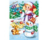 Набор для творчества Мозаика из пуговиц Снежная девочка и снеговик А4 М-7306