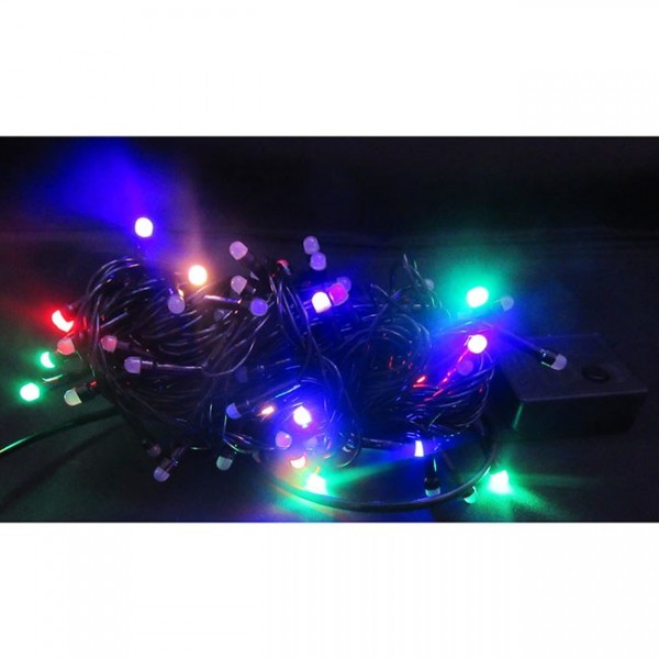 Электрическая гирлянда матовая 300л LED + коннектор 8реж 21м цветной МК-19024