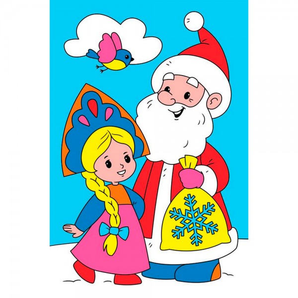 Набор для творчества Роспись по холсту Дед Мороз и девочка 10х15 см Х-5912